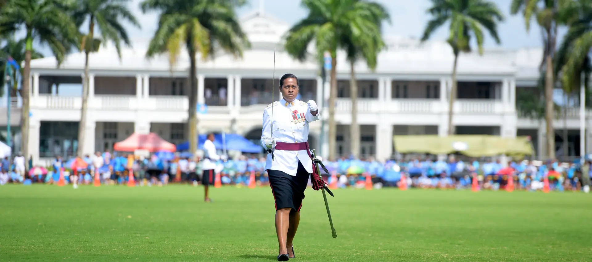 Captain Venina Vakadewabuka, the first female Fiji Day Parade Adjutant at Albert Park on October 7, 2020. Photo: Ronald Kumar.