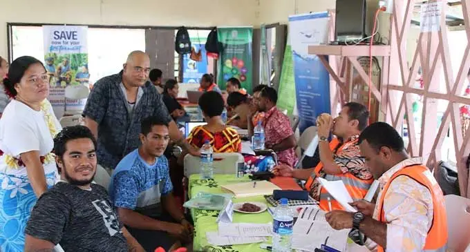 Hundreds of people flocked to their respective community halls to access services rarely offered on the island. Photo: Josefa Babitu