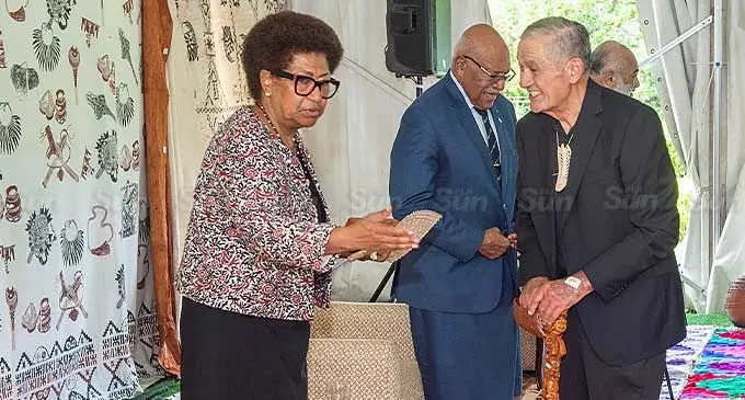 From left: Gone Marama Bale Na Roko Tui Dreketi, Ro Teimumu Kepa, Prime Minister Sitiveni Rabuka and Maori King, His Majesty Te Arikinui Tuheitia Paki during the GCC meeting at the Lagoon Resort at Pacific Harbour, Deuba, on February 28, 2024. Photo: Leon Lord
