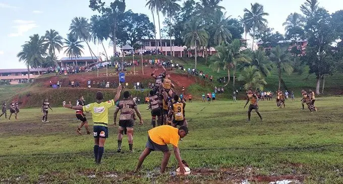 Wet ground conditions at Gatward Park in Korovou during the Naitasiri and Northland Skipper clash on May 7, 2022. Photo: Simione Haravanua