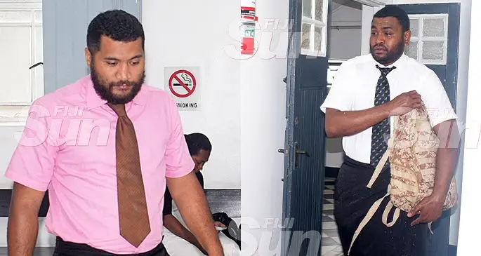 Former Police officers Kelepi Kolinisau (left), and Selema Tikoenaburevere outside Court on October 30, 2019. Photo: Ronald Kumar