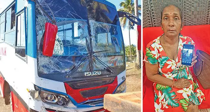 The Interlink Shipping bus that was involved in a near fatal accident at Seaqaqa, Macuata on September 9, 2024. (left) Aruna Devi.