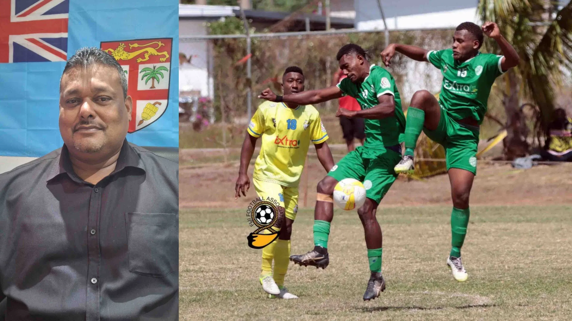 Nadi Football Association president Max Chetty (left) .. Nadi back after missing out on the Fiji FACT tournament.