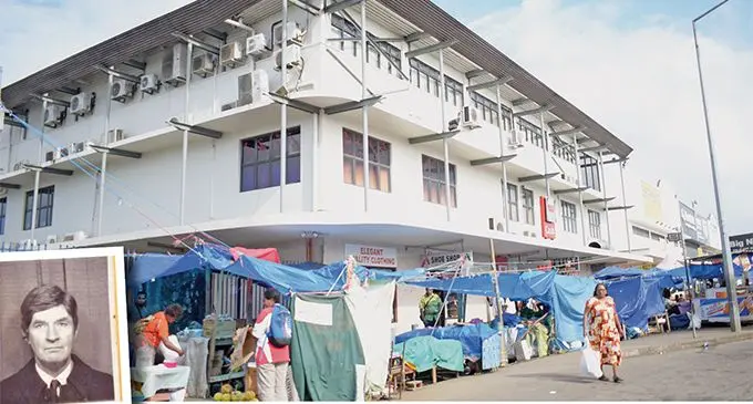 A shopping area in Nabua, Suva where the Kings Hotel was previously located. INSET: Bob Amos.