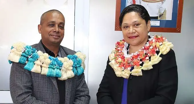 (From left) Permanent Secretary of the Ministry of Agriculture, Dr Vinesh Kumar and The Ministry of Waterways and Environment’s Permanent Secretary, Mere Siqila- Lakeba.
