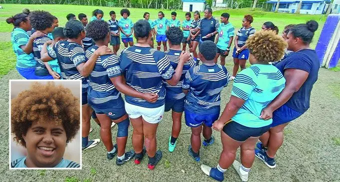 The Vodafone Fijiana XVs before their training session at Bidesi Park, Suva on August 31, 2023. Insert: Penina Turova. Photo: Ronald Kumar 