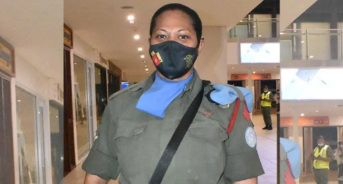 Lance Corporal Frances Tabisa at the Nadi International Airport. Photo: Mereleki Nai