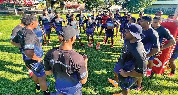 Kaiviti Silktails players and coaches during their off season training in Lautoka on November 16, 2022. The Silktails are hosting 10 of their NSW Cup’s Ron Massey Cup matches in Lautoka next year. Photo: Kaiviti Silktails