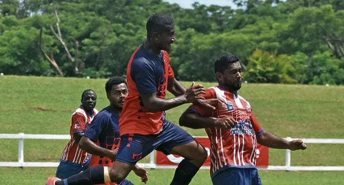 Yalalevu FC player Saula Matarai on attack against Northpole during the NCC pool games at Lawaqa Park,Sigatoka on January 10,2021. Photo: Waisea Nasokia