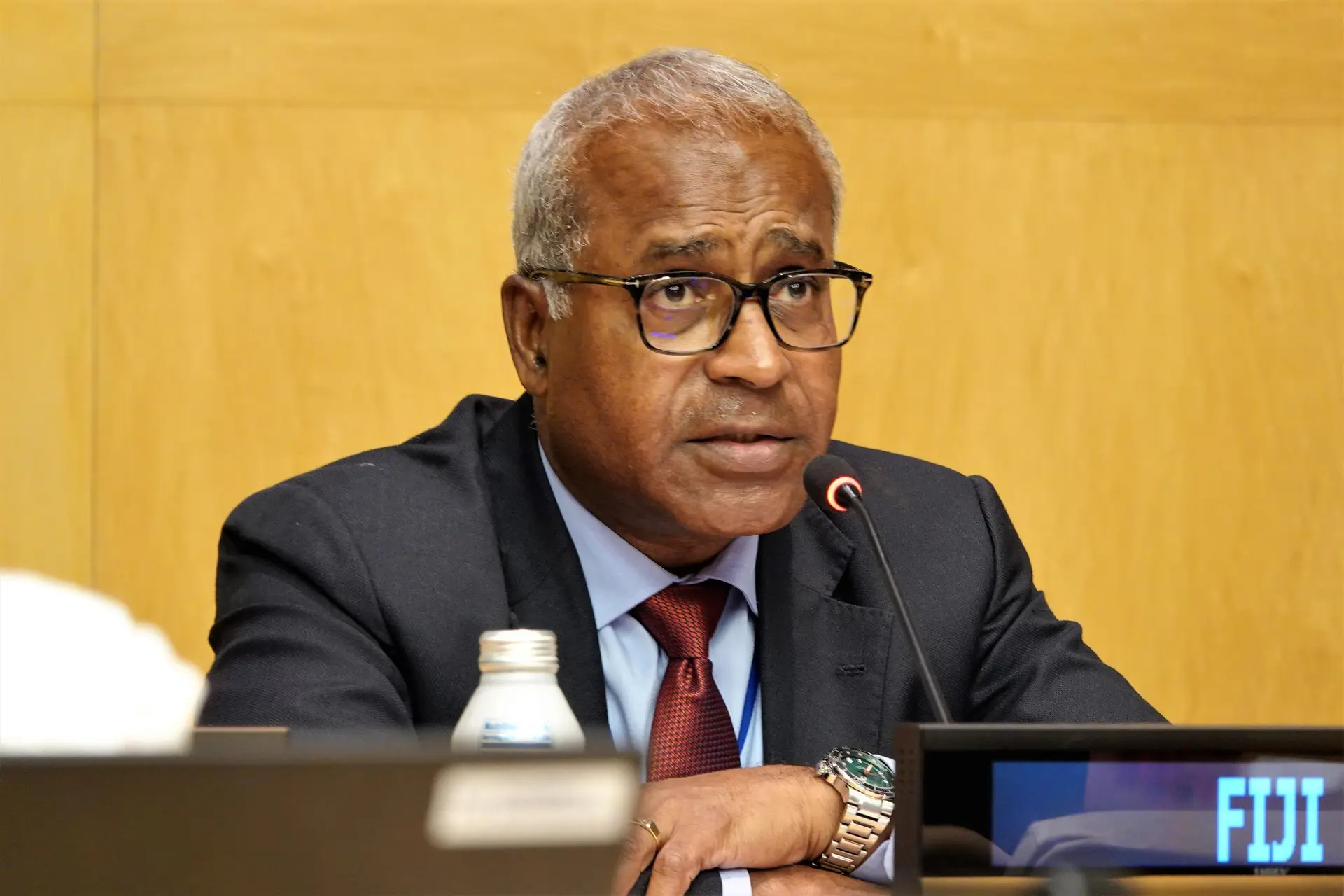 Fiji Ambassador to the United Nations Filipo Tarakinikini.