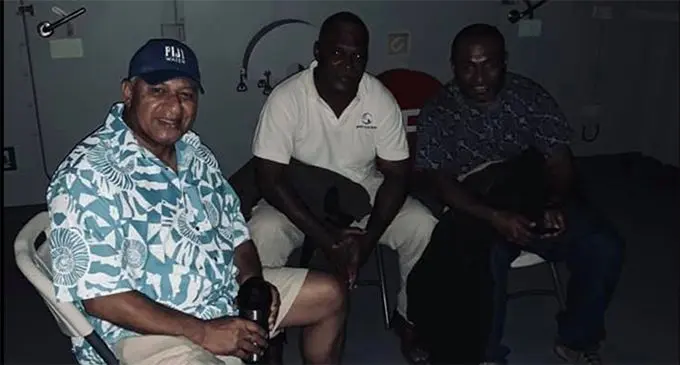 Prime Minister Voreqe Bainimarama last night on his way to Lakeba. He has since returned due to bad weather.