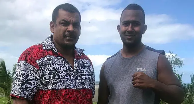 From left: Promoter Freddy Chand and heavyweight boxer James Singh in Suva on June 18, 2019.  Photo: Grace Narayan