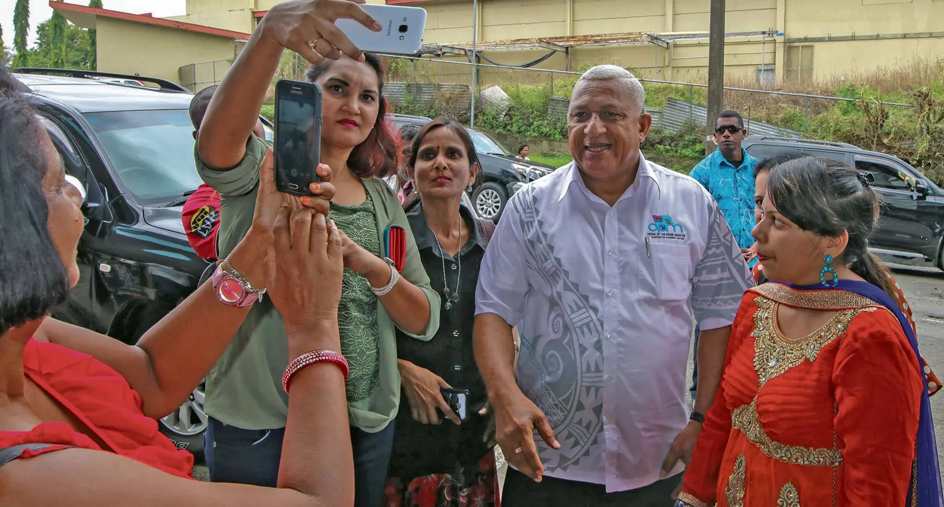 Prime Minister Voreqe Bainimarama with some Lautoka residents on February 15, 2018.  Photo: DEPTFO  News