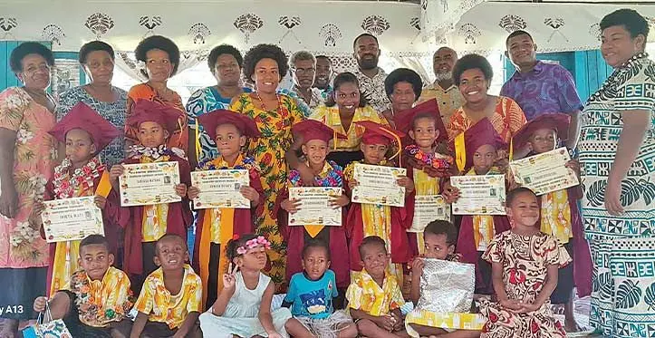Korotubu Kindergarten students with their parents, chief guest and teacher during the graduation on November 30, 2023