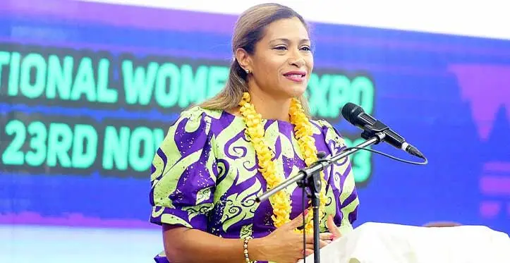 Minister for Women Lynda Tabuya at the sixth National Women’s Expo at the Vodafone Arena on November 21, 2023. Photo: Ronald Kumar