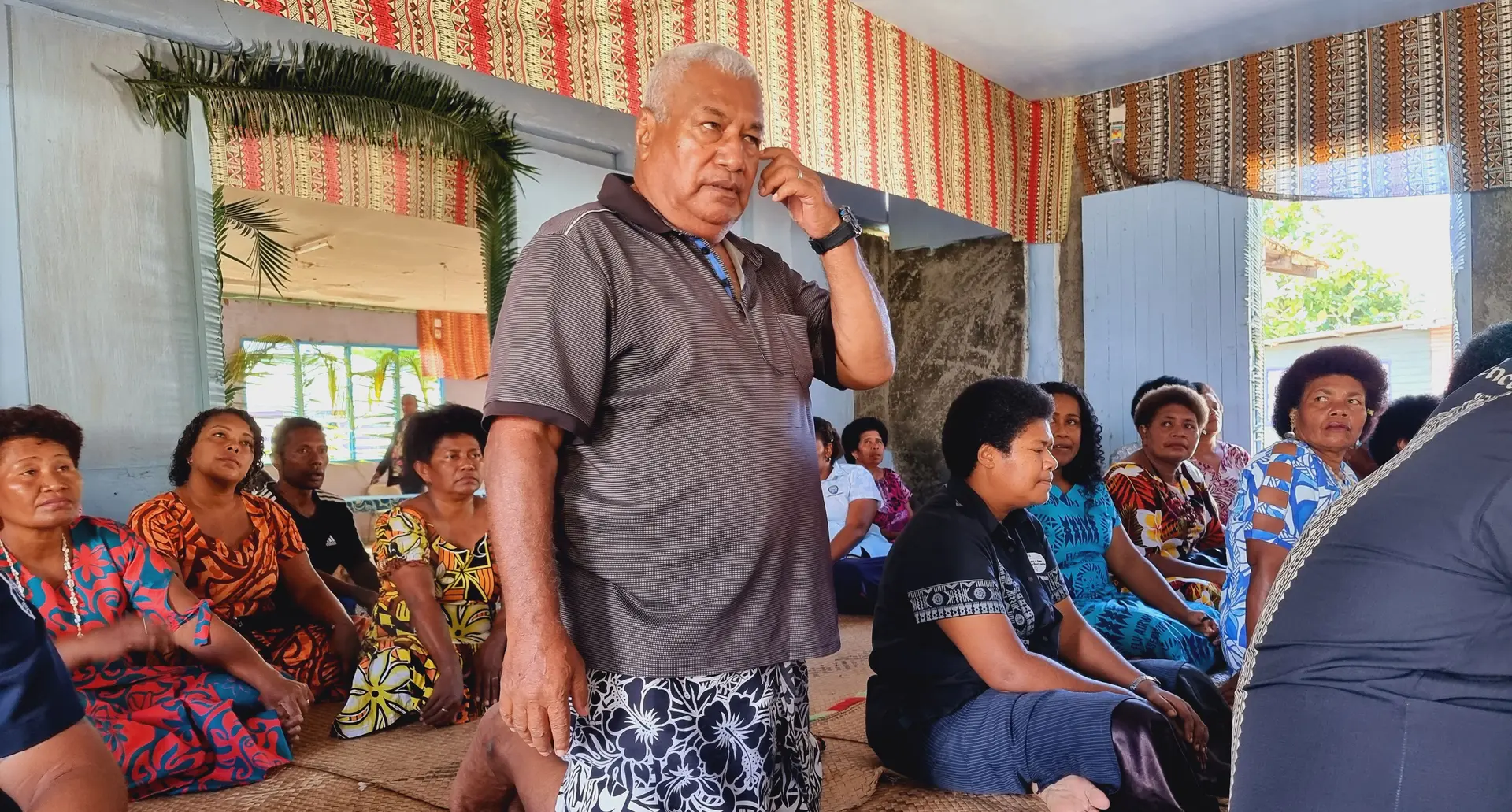 Viliame Vakacamena raises a point at Tunuloa Village in Cakaudrove on May 11, 2023. Photo: Sampras Anand