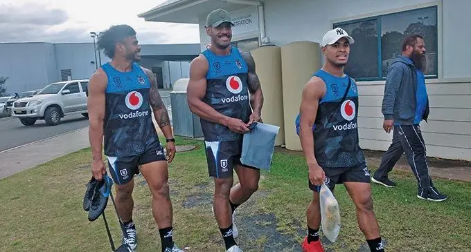 From left: Vodafone Fiji Bati reps Pio Seci, Tui Kamikamica, Penioni Tagituimua and trainer Jone Wesele on their way to training at the St Mary’s ground in Sydney, Australia, on June 22, 2022. Photo: Simione Haravanua