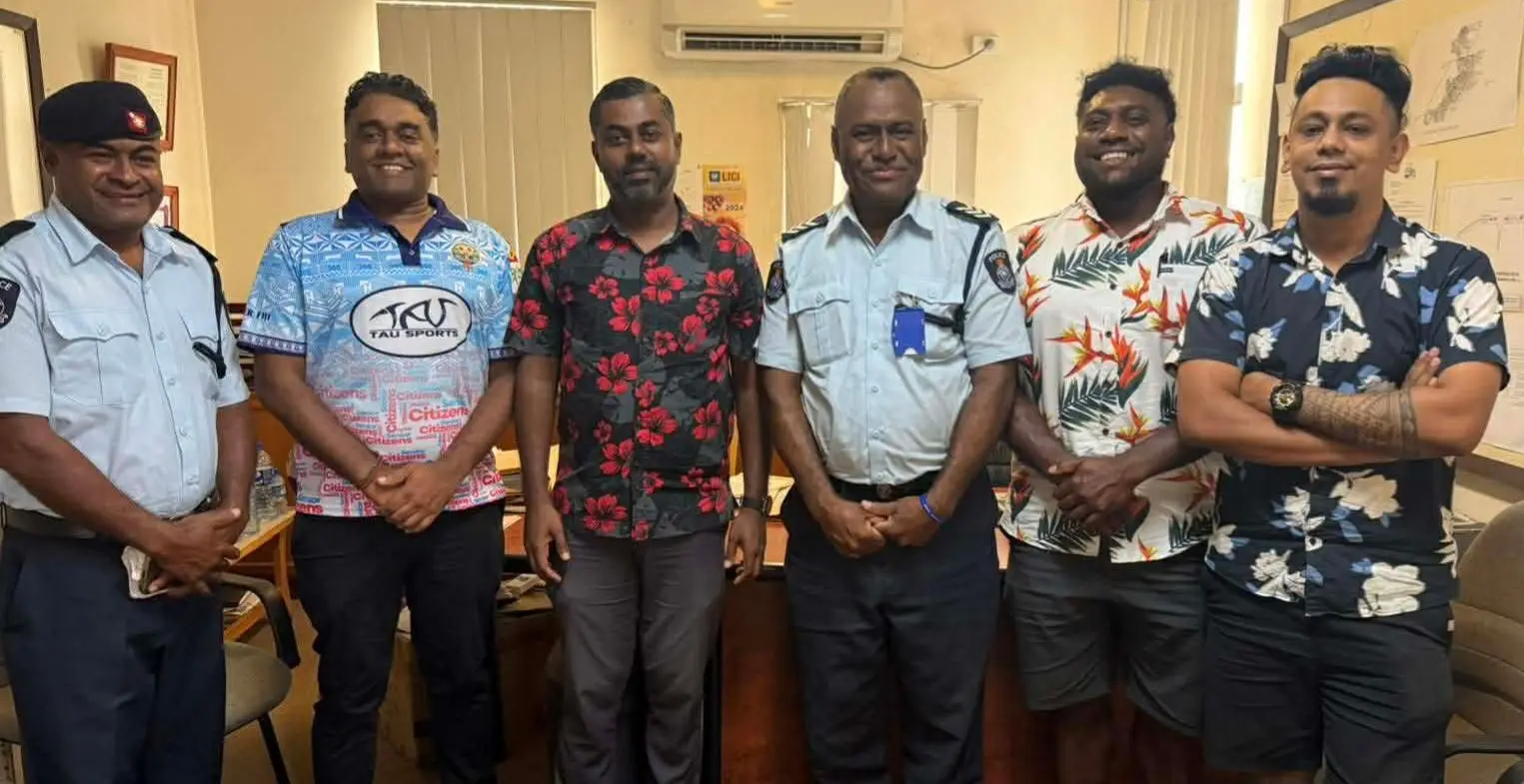 Nadi Town Council chief executive officer Muni Gopal Reddy, with the members of Nadi District Crime Prevention Committee, and the Fiji Police Force.
