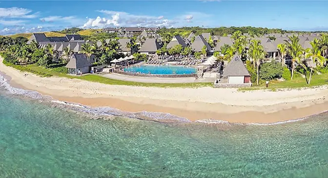 Aerial view of part of Intercontinental Fiji Golf Resort and Spa located at Natadola Bay.