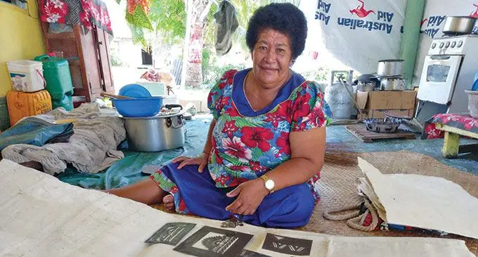Ulamila Rarawa making masi at her home in Nasau Village in Moce, Lau.
