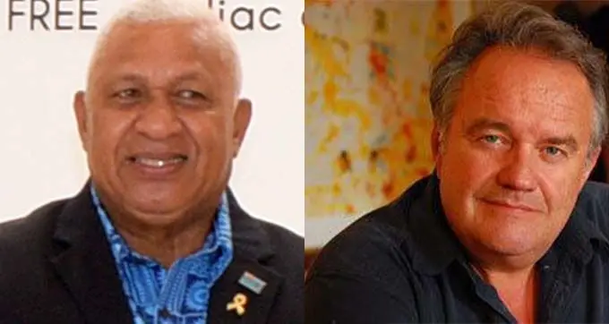 From left-right: Prime Minister Voreqe Bainimarama and Graham Davis .