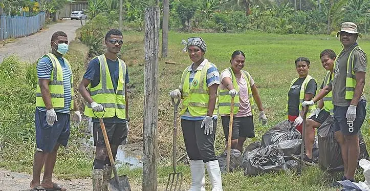 Asenaca Divavi Navuku (with white boots up front) with other Red Cross volunteers beside St Mary’s Primary School in Labasa on November 8, 2023. Photo: Jone Salusalu