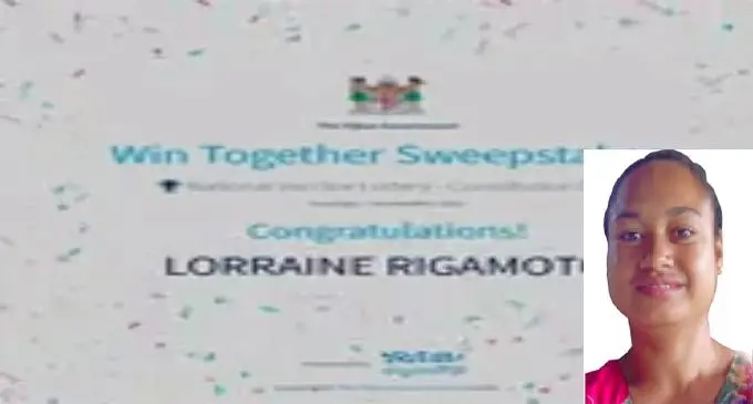 Winner of the first National Vaccine Lottery Draw, Lorraine Rigamoto. (insert)