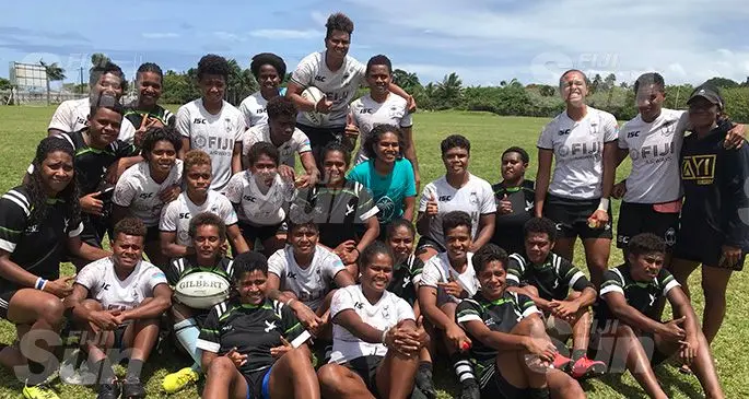Fiji Airways Fijiana 7s and Hope rugby 7s players after their friendly match at Bidesi Park in Suva on September 27, 2019. Photo: Grace Narayan