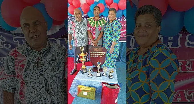 Saint Thomas High School Dux, Isireli Iosefo Mataitoga alongside his dad, Ananaisa and mum, Akata with his awards at the school in Lautoka on November 18, 2022. Photo: Nicolette Chambers