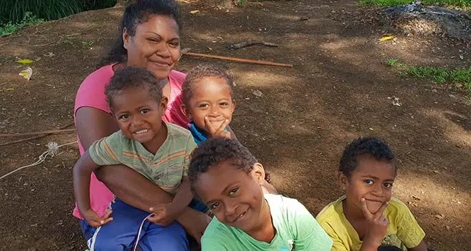 Latileta Ranadi with her children at Beteki Settlement in Lovu.