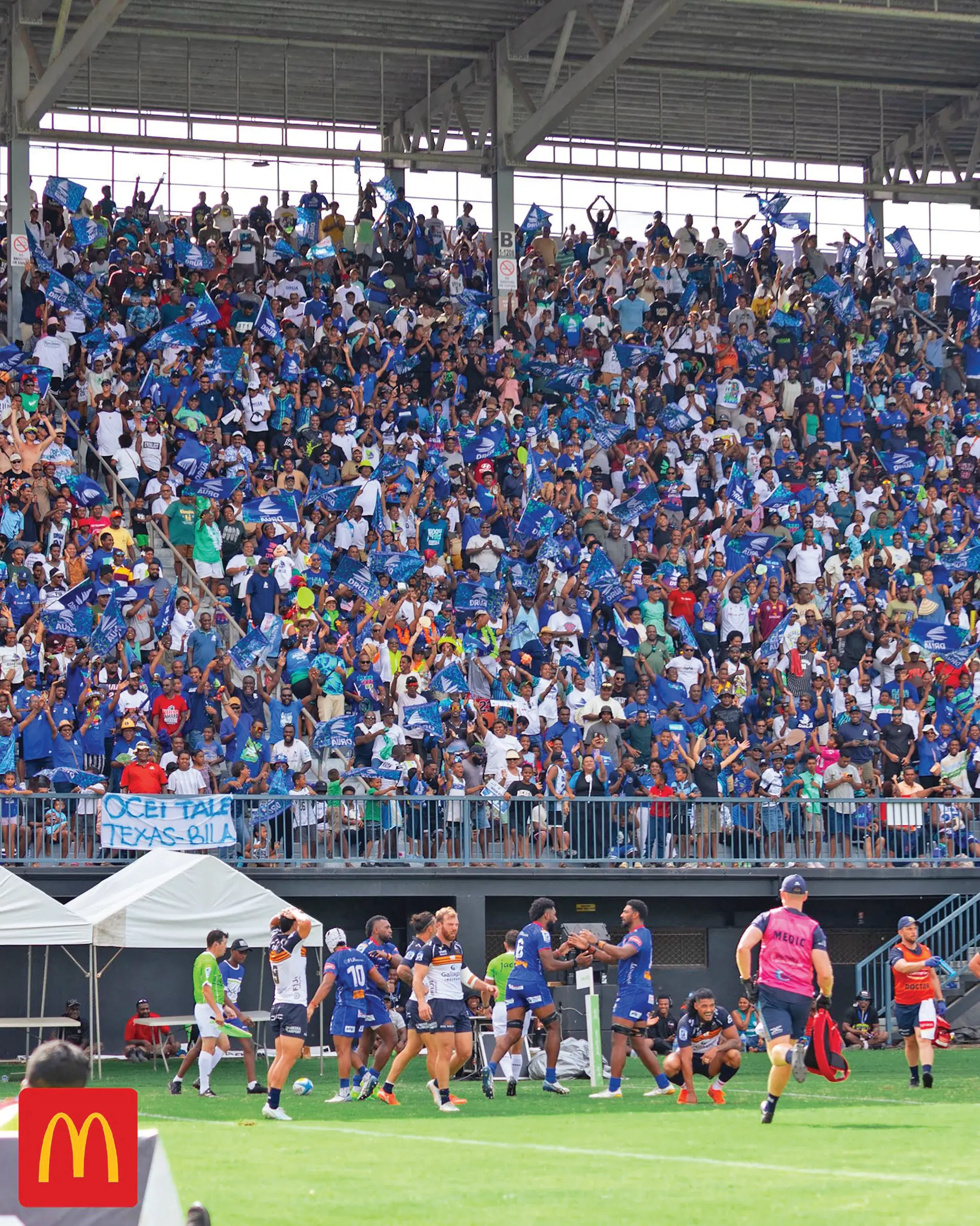 Sell-out crowd at Govind Park’s 4R Stadium in Ba during Fijian Drua’s clash against Brumbies in March.
