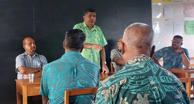 Minister for Multi-Ethnic Affairs and Sugar Industry, Charan Singh speaking to growers in Rakiraki on January 26, 2023. Photo: Nicolette Chambers