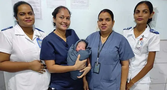 New Year born baby Viliame Gaunavinaka Gauna with nurses and midwives of Labasa Hospital on January 1, 2023.