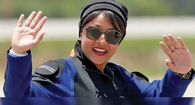 Saudi astronaut Rayyanah Barnawi waves before being brought to the SpaceX Falcon 9 rocket with the Crew Dragon spacecraft for launch at the Kennedy Space Center on 21 May, 2023 in Cape Canaveral, Florida. Photo: RNZ