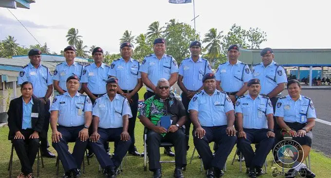 Senior Superintendent of Police (SSP) Ulaiasi Ravula (center) with 12 Police officers, 11 returned from the United Nation Mission in South Sudan (UNMISS) and one from the Multinational Force Observers (MFO) in Sinai. Photo: Police Media Cell