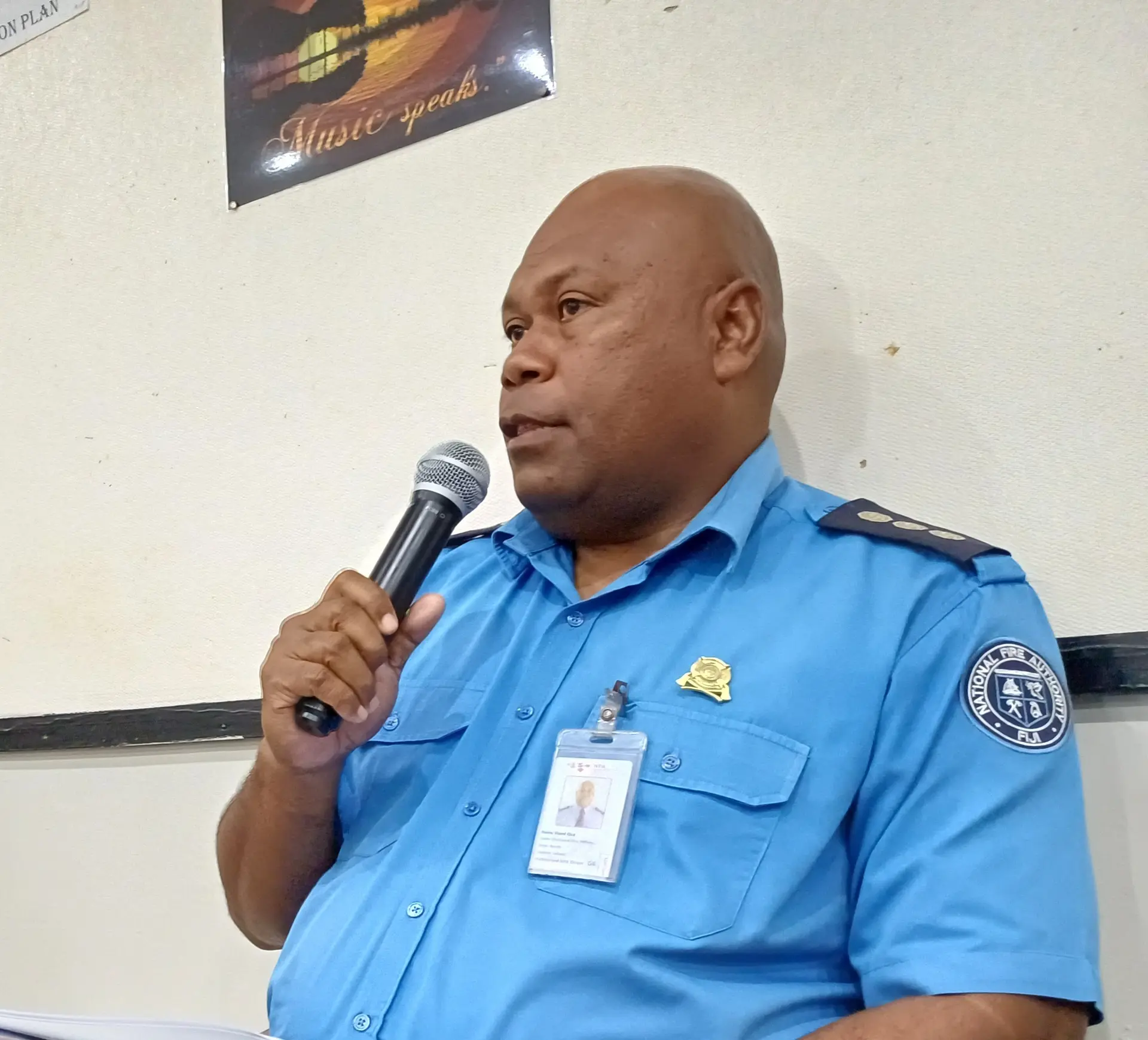 National Fire Authority northern divisional fire officer Ilisoni Qica (right), during the Public Health Amendment Bill consultation at Civic Centre in Labasa on July 6, 2026