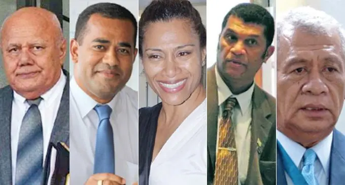 L-R: Viliame Gavoka, Filimoni Vosarogo,  Lynda Tabuya, Aseri Radrodro, Anare Jale
