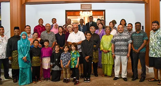 High Commissioner of Malaysia Ilham Tuah Illias, Prime Minister Voreqe Bainimarama, Speaker of Parliament Ratu Epeli Nailatikau, President Major-General (Ret’d) Jioji Konrote and other guests during Malaysia’s 63rd Independence Day and 57th Malaysia Day celebration at the Malaysia House in Tamavua. Photo: DEPTFO News