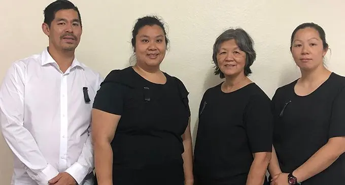 From left: Edward Harm Nam’s family,  Nathaniel, Felicia, wife Cathy and Glynis on November 2, 2019.  