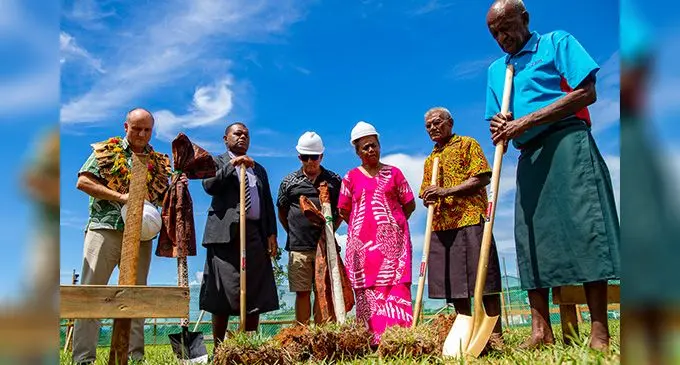 Australian High Commission charge’ d’affaires John Williams (left) with invited guests during the ground breaking ceremony at Wailevu West District School in Cakaudrove on March 27, 2023.