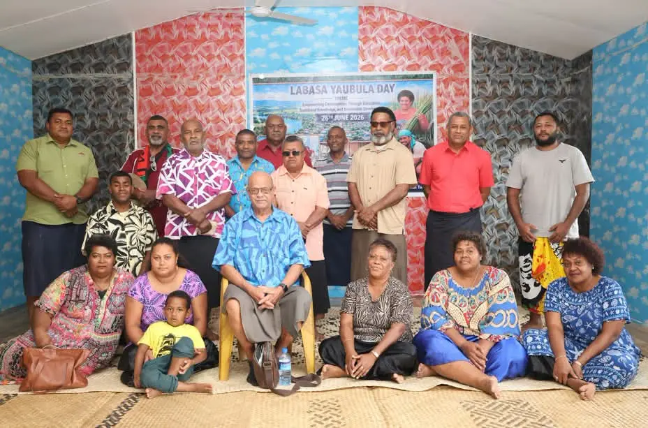 Fiji Truth and Reconciliation Commission Commissioner Sekove Naqiolevu with village community at Naseakula in Labasa on August 25, 2026. 