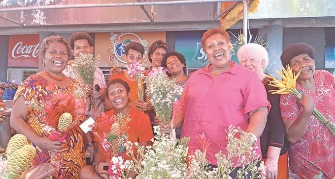 Flower vendors at the Suva City Municipal Market.