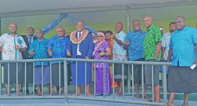 Minister for Rural and Maritime Development and Disaster Management, Sakiasi Ditoka, with villagers during the commissioning of the Yavusania Retrofitted Evacuation Centre roject in Nadi. Photo: Mereleki NaiMinister for Rural and Maritime Development and Disaster Management, Sakiasi Ditoka, with villagers during the commissioning of the Yavusania Retrofitted Evacuation Centre roject in Nadi. Photo: Mereleki Nai