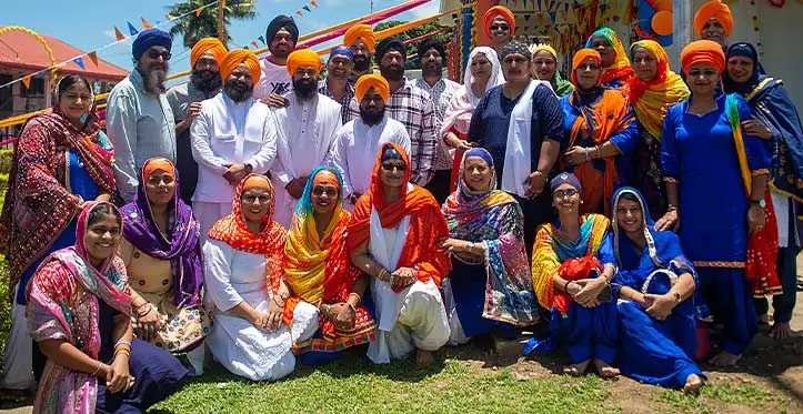 Members of the Sikh community during the openning of the Sikh Gurudwara 100-Years Anniversary at Samabula on November 19, 2023. Photo: Leon Lord