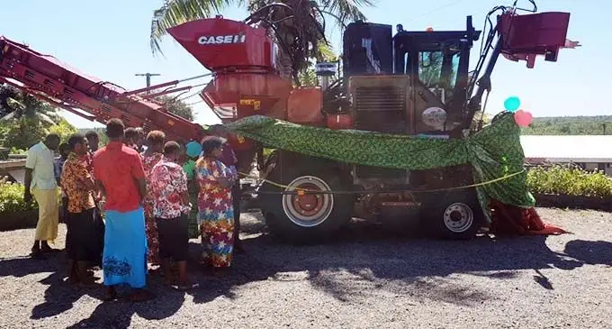 The new cane harvester procured by Varoko Cane Co-operative in Ba on August 6, 2021.