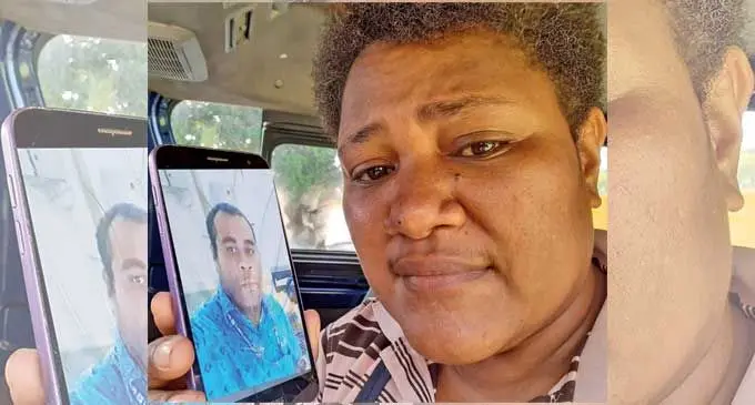 Paulina Tuba shows a photo of her late husband Maika Delana. Photo: Ronald Kumar