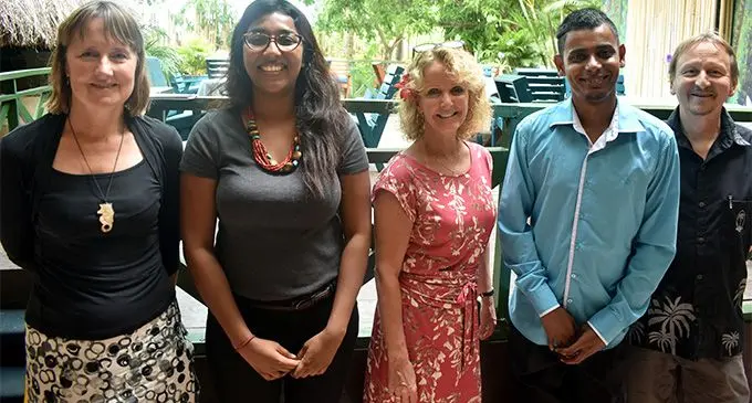 From left: Dr Julia Philip, Roshika Deo, LA Kelly Communications (USA) president Laureen Kelly, Interim president Kunal Prasad and Randall Curtis at the first medical symposium focused on haemophilia at the Nadi Bay Resort in Wailoaloa Road, on February 18, 2018. Photo: Waisea Nasokia
