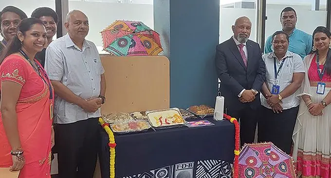 Fiji Development Bank chief executive officer, Saud Minam, with the MSME team.