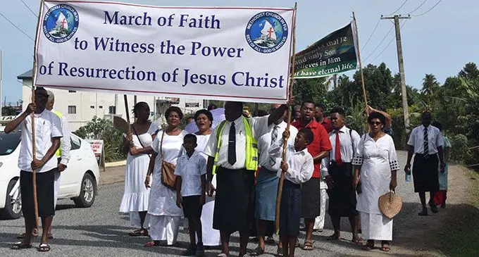 Members of the Namaka Methodist Church during their march in Votualevu, Nadi. Photo: Waisea Nasokia