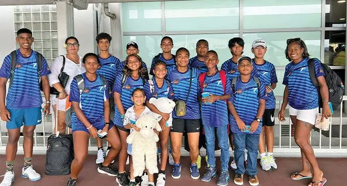Fiji junior tennis team at Nadi International Airport. Photo: Waisea Nasokia